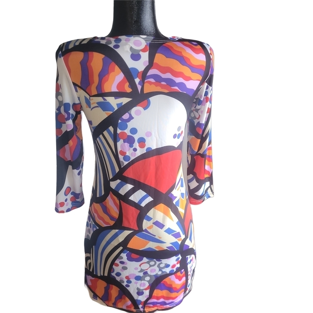 Adore Mid-length Dress In A Colorful Abstract Print - Picture 6 of 7